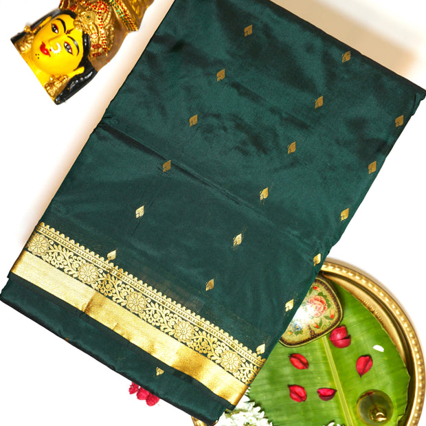 KUBERAN BOTTLE GREEN 9 YARD SAREE