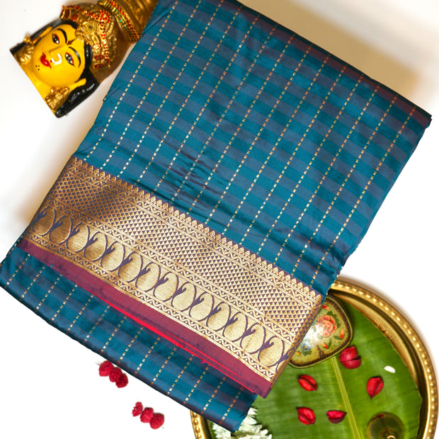 KUBERAN DUSK BLUE 9 YARD SAREE