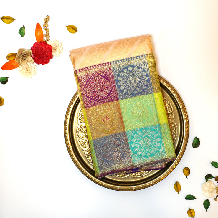 KUBERAN MULTI COLOR KANCHIPURAM SAREE.