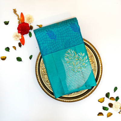 KUBERAN L;IGHT BLUE KANCHIPURAM SAREE