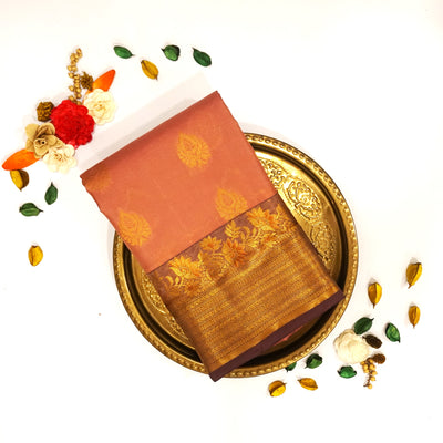 KUBERAN DUSTY ORANGE KANCHIPURAM SAREE