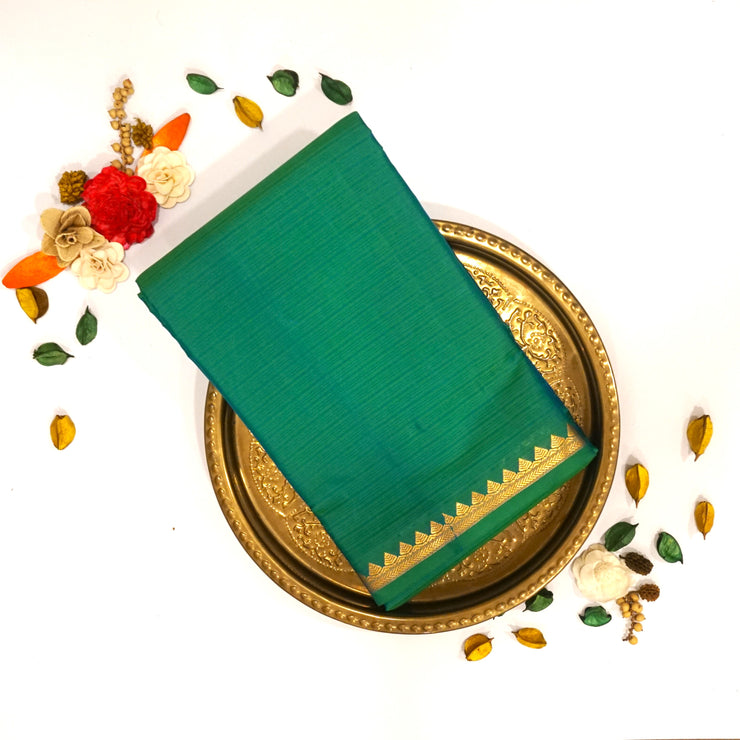 KUBERAN BLUISH GREEN KANCHIPURAM SAREE