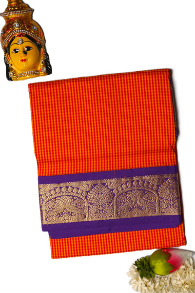 KUBERAN ORANGE YELLOW 9 YARD SAREE