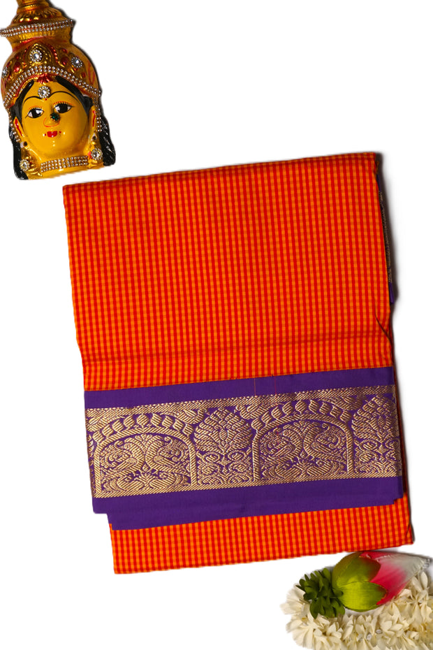 KUBERAN ORANGE YELLOW 9 YARD SAREE