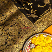 kuberan black with golden border mysore silk saree