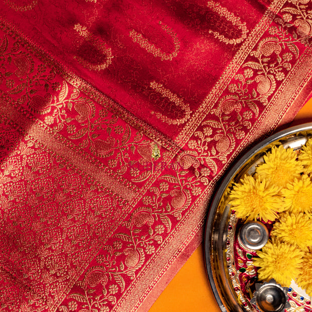 kuberan maroon with golden border mysore silk saree