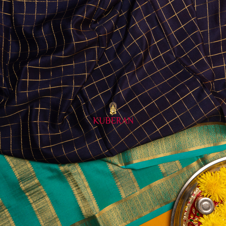 Kuberan Royal Blue with Blue border mysore silk saree