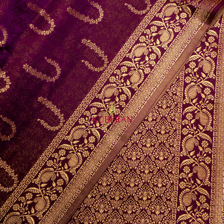 kuberan purple with golden border mysore silk saree