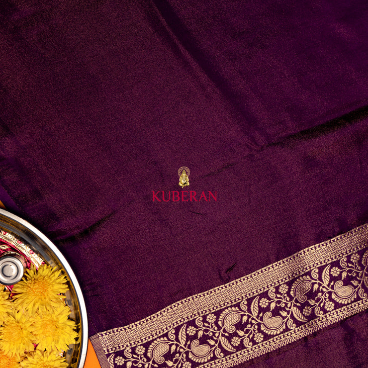 kuberan purple with golden border mysore silk saree