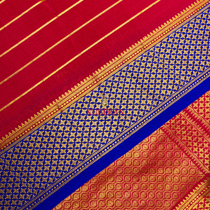 kuberan green with pink & gold border mysore silk saree