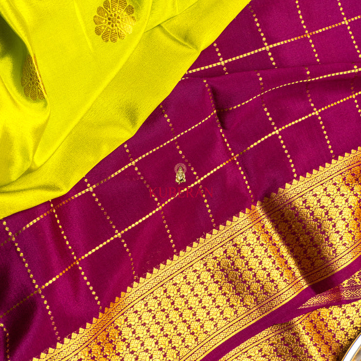 kuberan green with purple and gold mysore silk saree