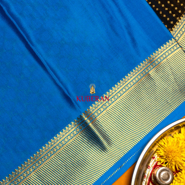 kuberan black with blue mysore silk saree