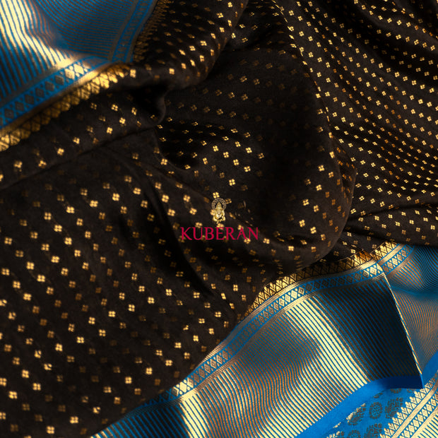 kuberan black with blue mysore silk saree