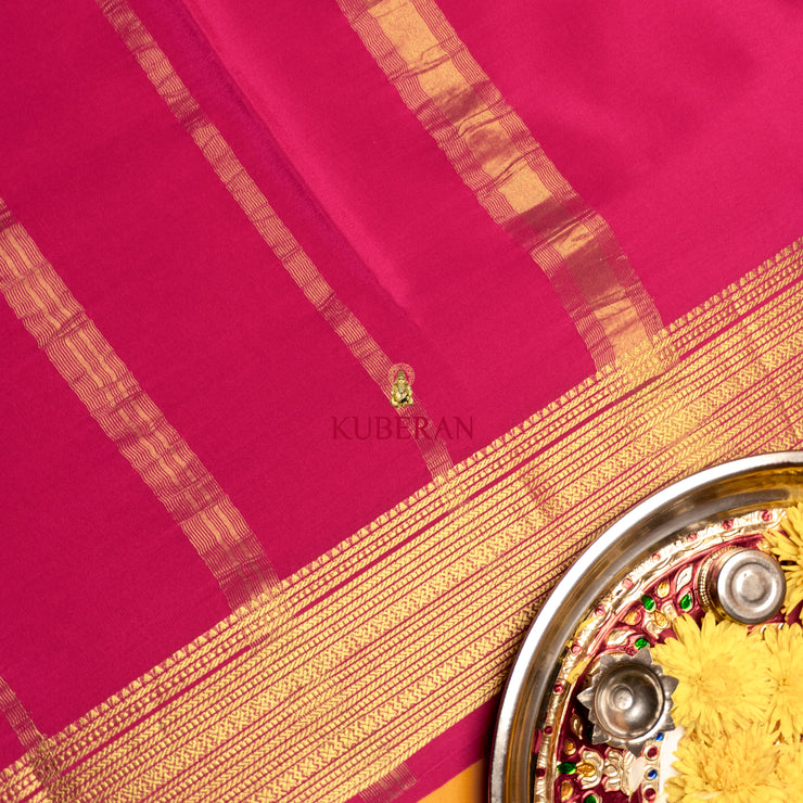 kuberan pink with gold border mysore silk saree