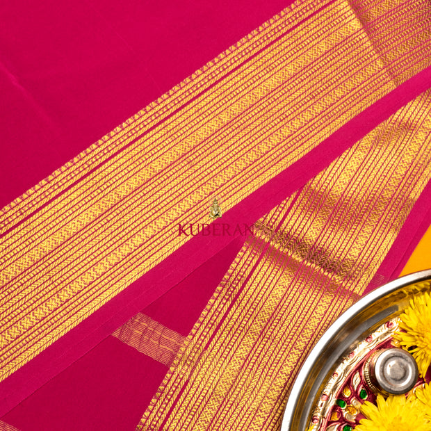 kuberan pink with gold border mysore silk saree