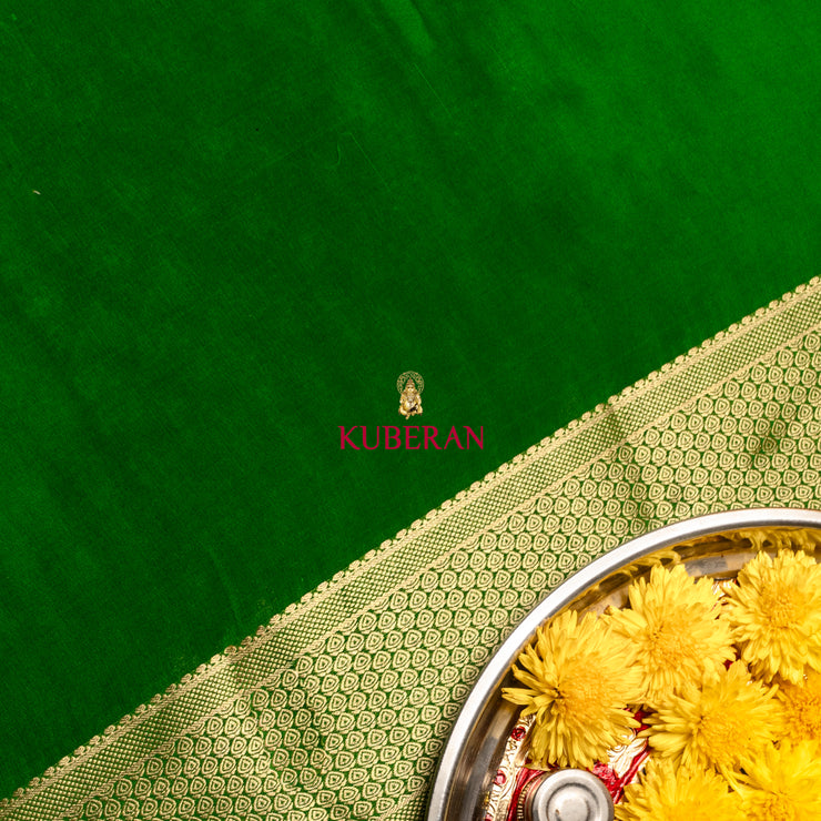 kuberan green with gold border mysore silk saree