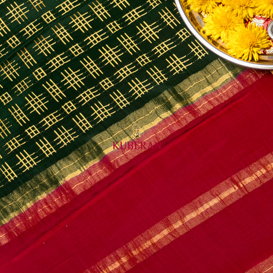 kuberan green with purple border mysore silk saree