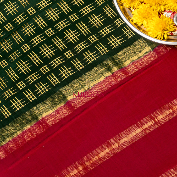 kuberan green with purple border mysore silk saree