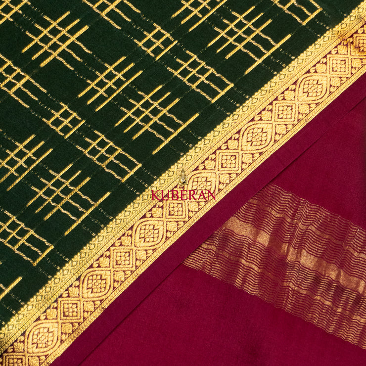 kuberan green with purple border mysore silk saree