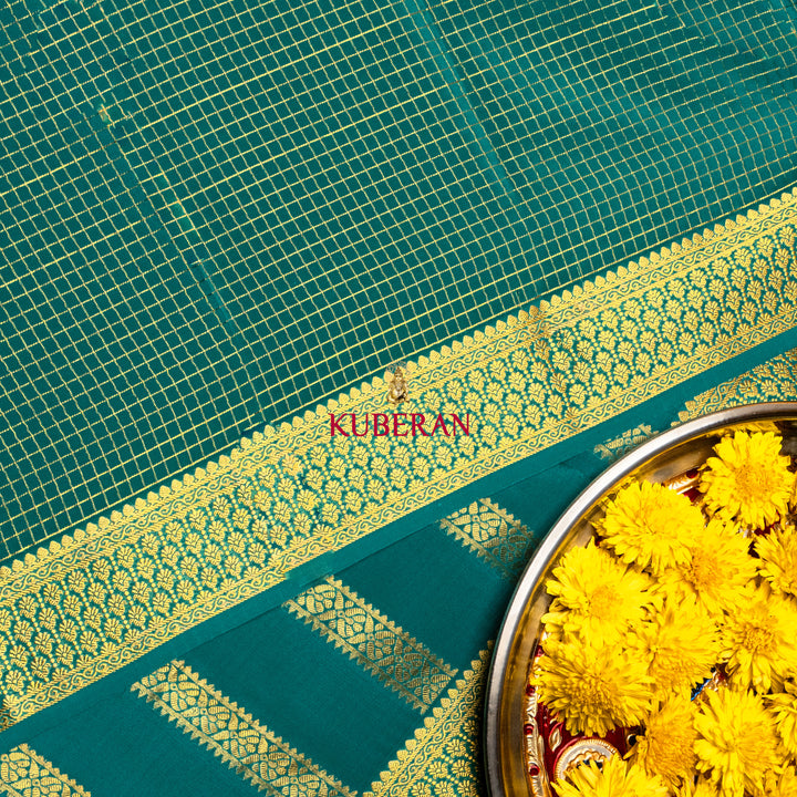 kuberan blue with gold mysore silk saree