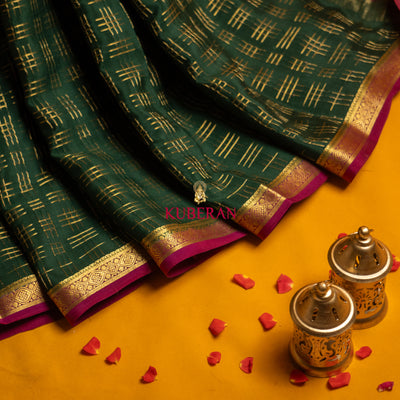 kuberan green with purple border mysore silk saree