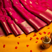 kuberan dark pink with gold border mysore silk saree