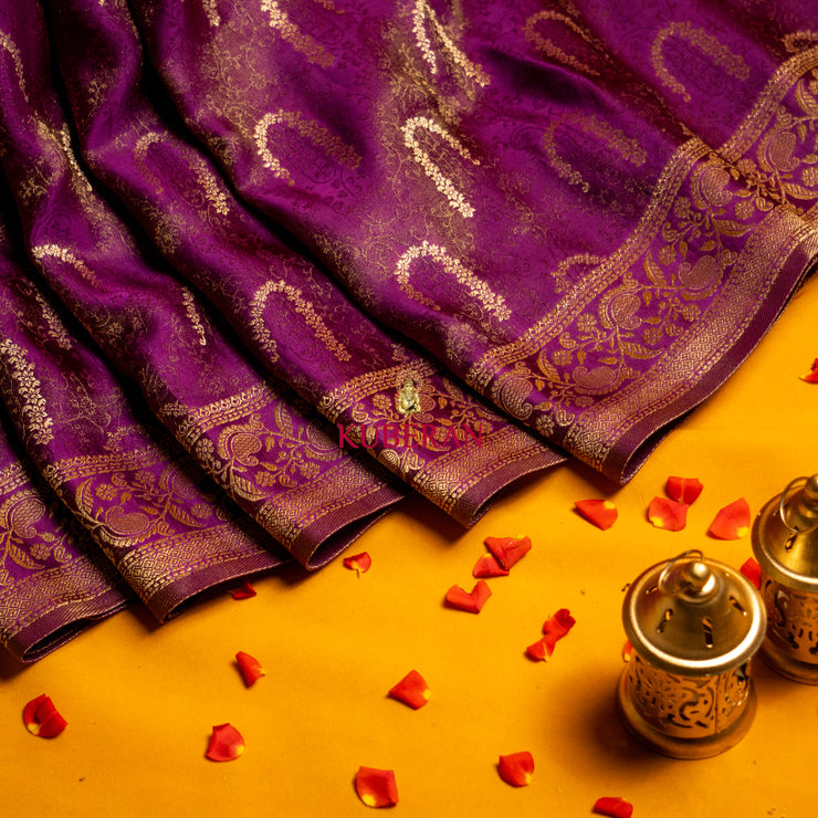 kuberan purple with golden border mysore silk saree