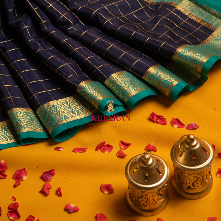 Kuberan Royal Blue with Blue border mysore silk saree