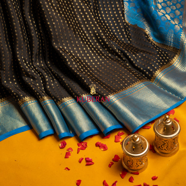 kuberan black with blue mysore silk saree