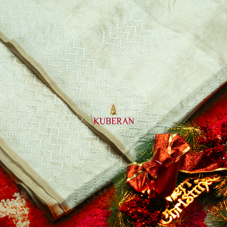 Kuberan grey white cotton saree