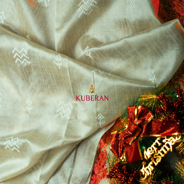 Kuberan grey white cotton saree