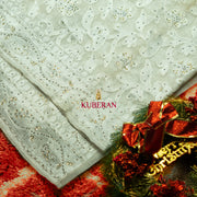 kuberan white with golden border handwork cotton saree