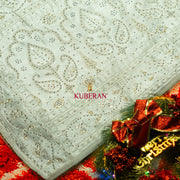 kuberan white with golden border handwork cotton saree