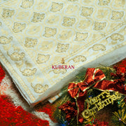 kuberan white with gold border handwork cotton saree