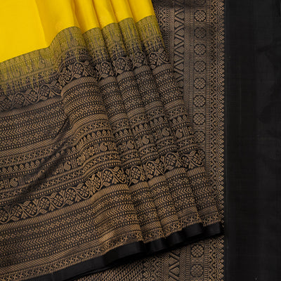 Kuberan Yellow And Black Soft Silk Saree