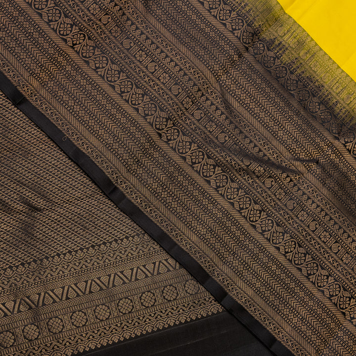 Kuberan Yellow And Black Soft Silk Saree