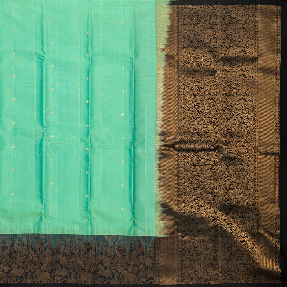 Kuberan Pista Green With Black Soft Silk Saree