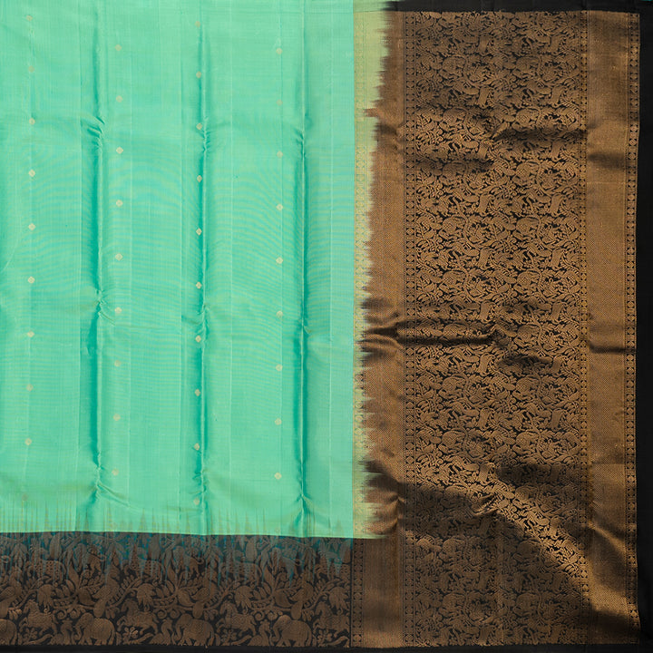 Kuberan Pista Green With Black Soft Silk Saree