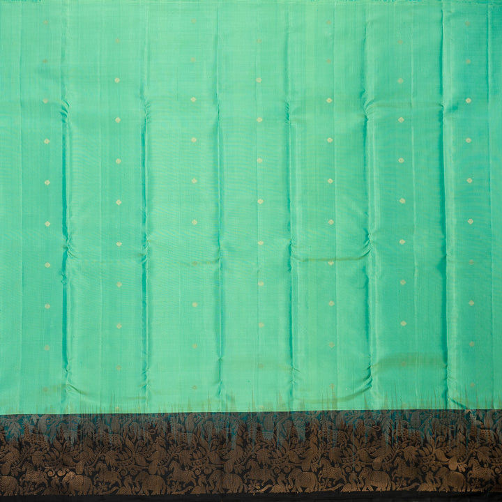 Kuberan Pista Green With Black Soft Silk Saree