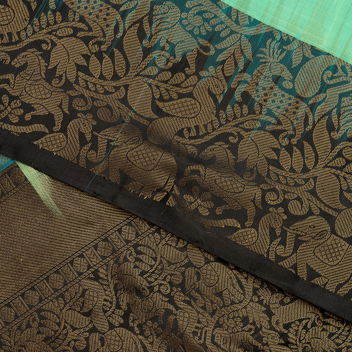 Kuberan Pista Green With Black Soft Silk Saree