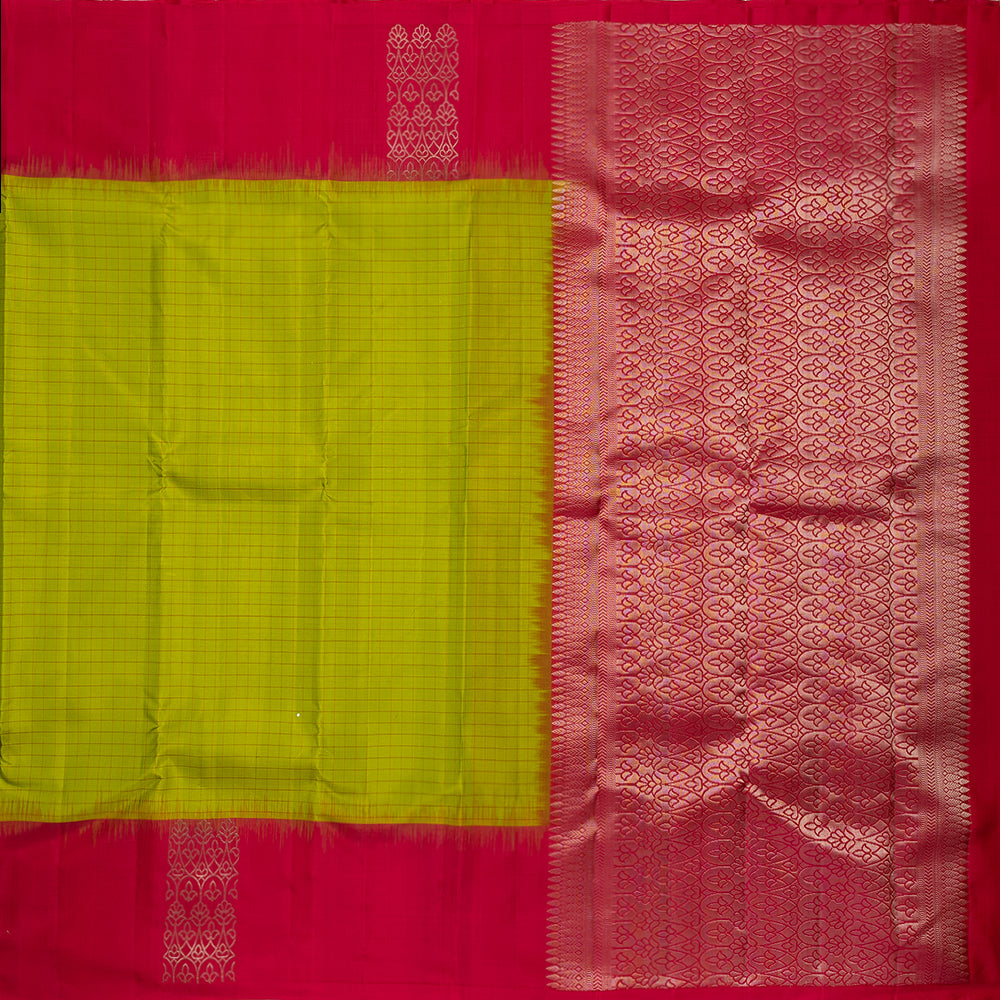 Kuberan Light Green With Red Soft Silk Saree