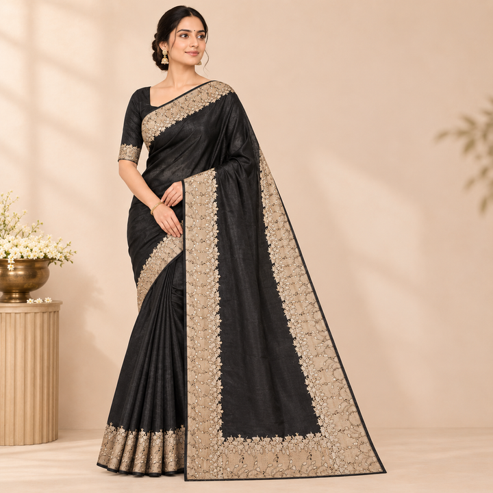 KUBERAN BLACK PURE BANARASI HANDLOOM SAREE