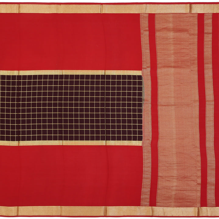 Kuberan coffee brown with red Mysore Silk Saree