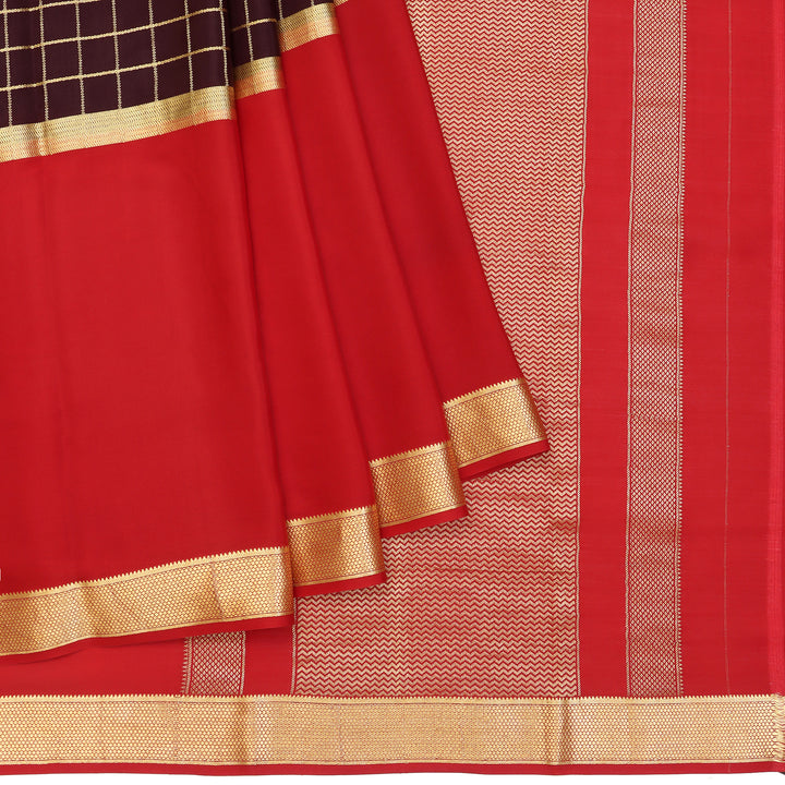 Kuberan coffee brown with red Mysore Silk Saree