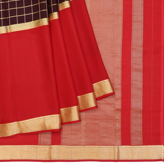Kuberan coffee brown with red Mysore Silk Saree