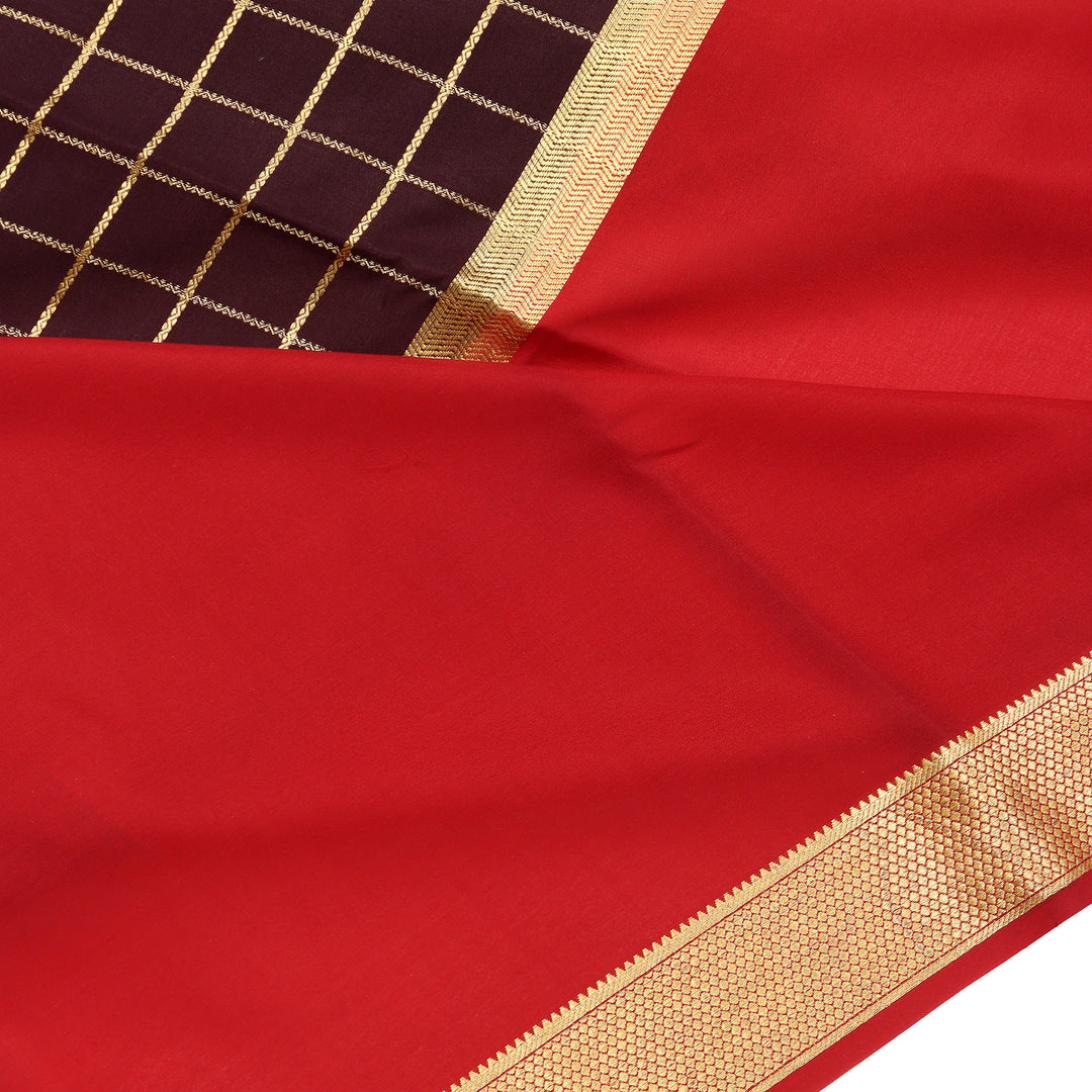 Kuberan coffee brown with red Mysore Silk Saree