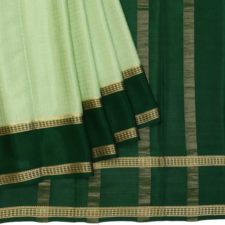 Kuberan pista green with bottle green Mysore Silk Saree