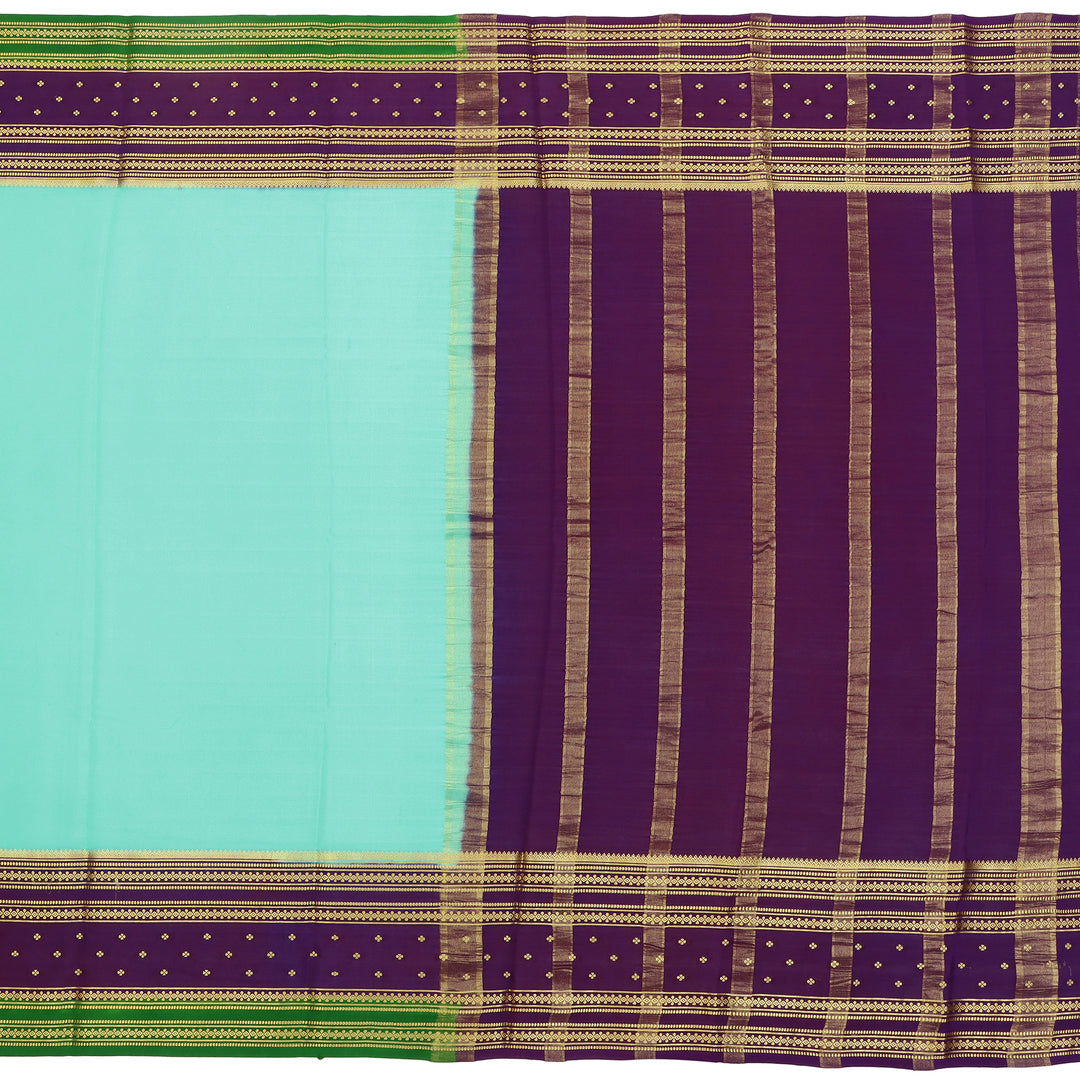 Kuberan sky blue & blue with green border Mysore Silk Saree