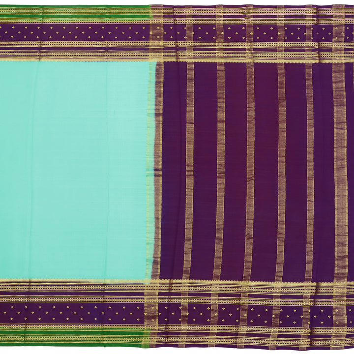 Kuberan sky blue & blue with green border Mysore Silk Saree