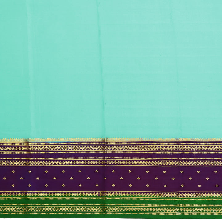 Kuberan sky blue & blue with green border Mysore Silk Saree